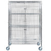 TSL Approved Stainless Steel 304 Mobile Wire Security Cage w/ 2 Intermediate shelves 68" High 