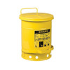  Justrite Yellow Hands-Free Self-Closing Cover Steel Oily Waste Can 