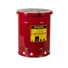  Justrite Red Hand-Operated Cover Oily Waste Can, 10 Gallons/38 Litres 
