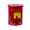  Justrite Red Hand-Operated Cover Oily Waste Can, 10 Gallons/38 Litres 