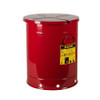  Justrite Red Hand-Operated Cover Oily Waste Can, 21 Gallons/80 Litres 