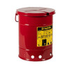  Justrite Red Hand-Operated Cover Oily Waste Can 