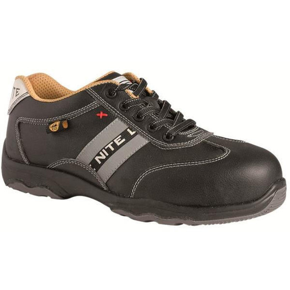 TSL Approved ESD Trainer Shoe Black Ercole Nite Lite Side Stripes Low Shoe 