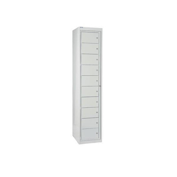 TSL Approved Flat Garment Locker 15 Compartments Light Grey Doors H.1800 W.380 D.450 Slight damage 