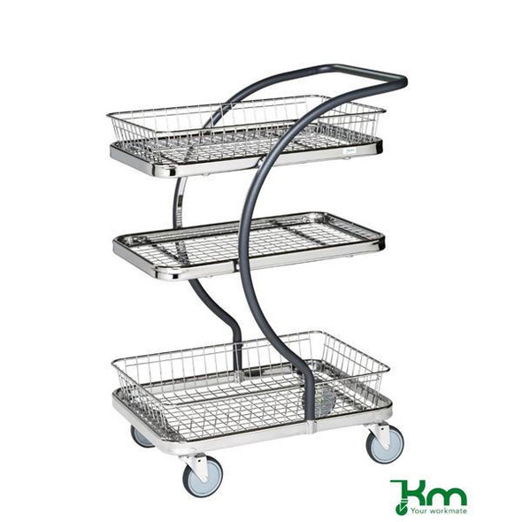  Kongamek KM96302 C-Line Trolley 2 Baskets + 1 Wire Shelf 