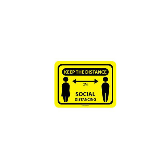Ergomat Social Distancing Floor & Wall Sign - Keep the distance 2m yellow 