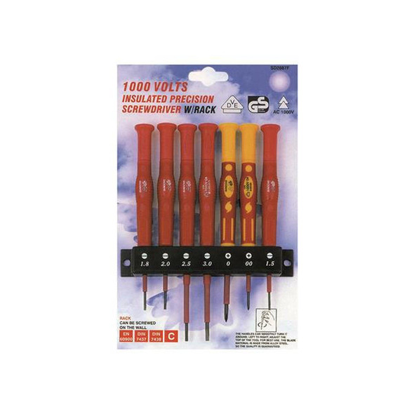 TSL Approved Precision VDE 1000v Insulated Screwdriver Set 7 Piece 