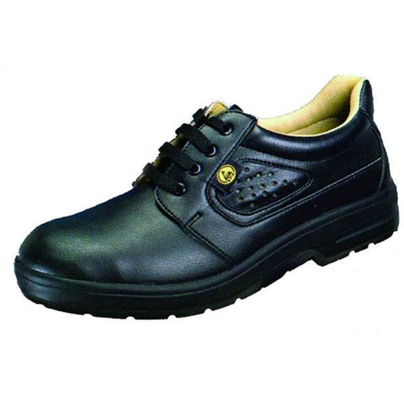 TSL Approved ESD Black Derby Non Perforated Shoe 
