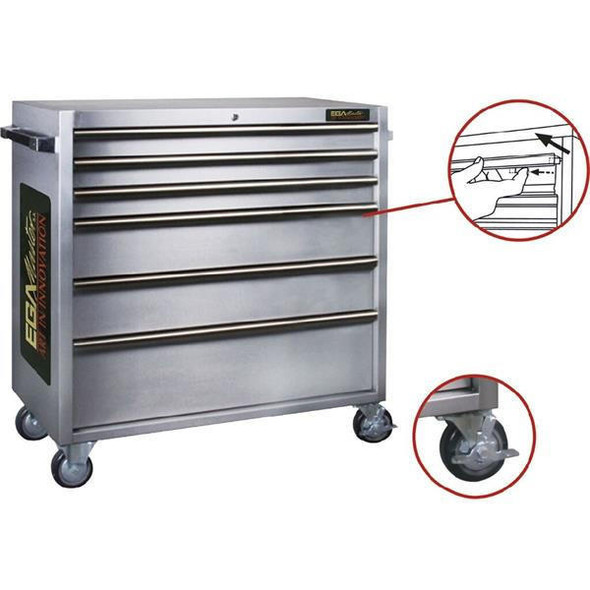  EGA Master Stainless Steel Roller Cabinet 6 Drawer 304 Inox 