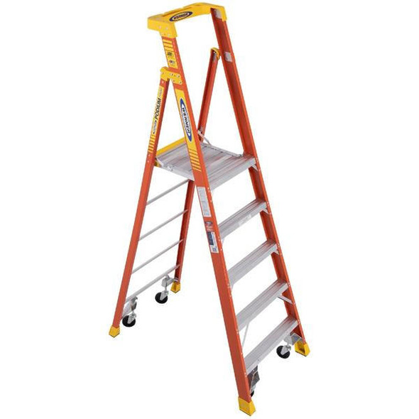  Werner 72005C Fiberglass Podium Ladder w/ Castors 5 Tread 