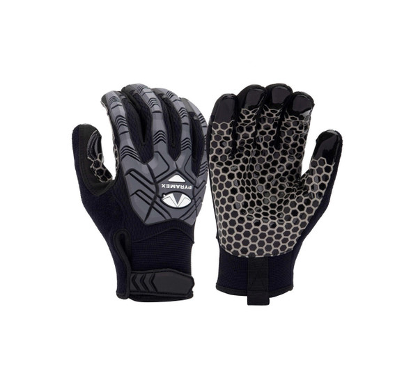Pyramex Safety Pyramex GL203HT Hook&Loop Low Impact, Silicone palm Leather gloves 