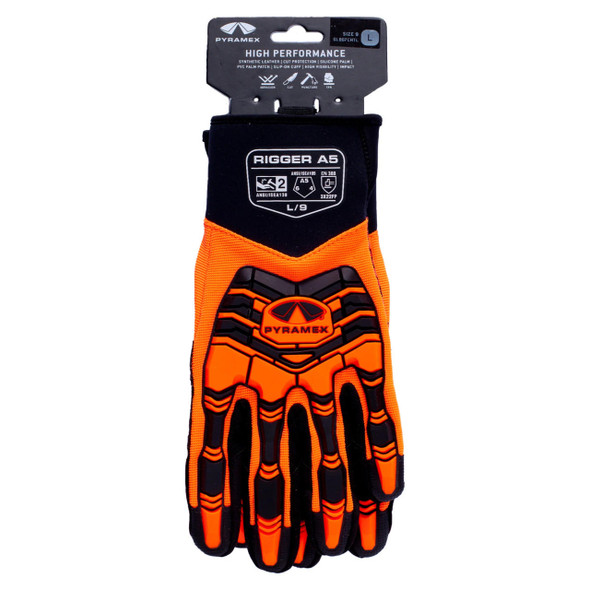 Pyramex Safety Pyramex GL807CHT High Impact, Silicone Palm, PVC Palm Patch, Cut A5 Leather Glove 