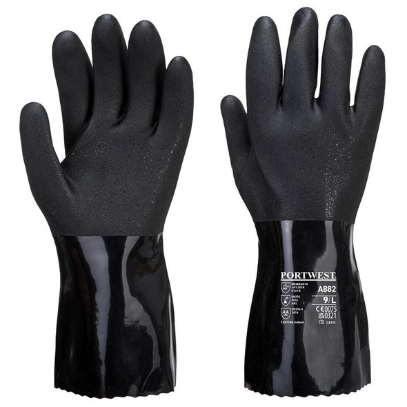  Portwest ESD PVC Chemical Gauntlet Black 