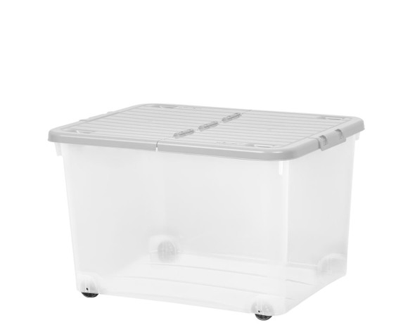 WHAM Wham 44L Box with Wheels & Folding Lid Clear/Cool Grey 