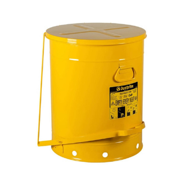  Justrite Yellow Foot Operated Oily Waste Can 