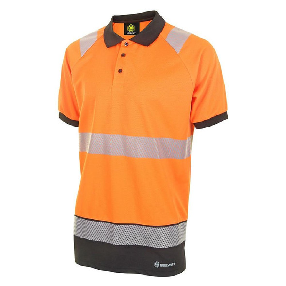 BeeSwift Two Tone Hi-Vis Polo Shirt Orange/Black BeeSwift Two Tone Hi-Vis Polo Shirt Orange/Black