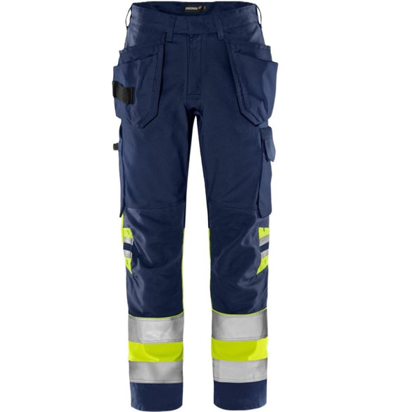  Fristads High Vis Green Craftsman Trousers Class 1 2640 GPLU 