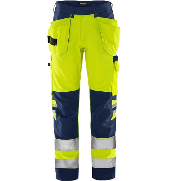  Fristads High Vis Green Craftsman Trousers Class 2 2641 GPLU 