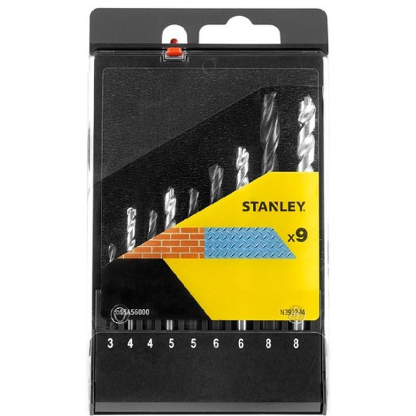  Stanley 9 Piece HSS Mixed Drill Bit Cassette 1-10mm 