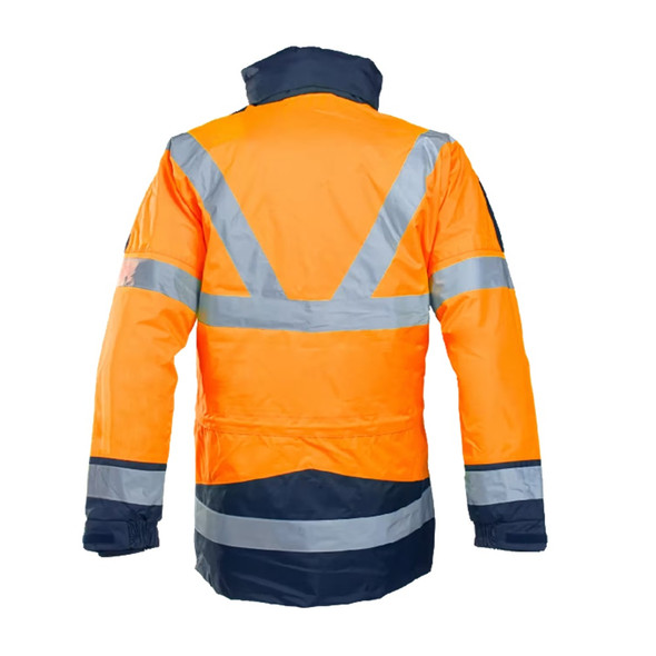 Sioen Skollfield Hi-Vis Rain Jacket with Detachable Bodywarmer, Hi-Vis Orange/Navy