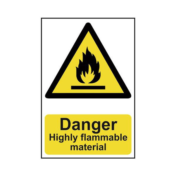 TSL Approved Safety Signs: Hazard Warnings Danger Highly Flammable Material 