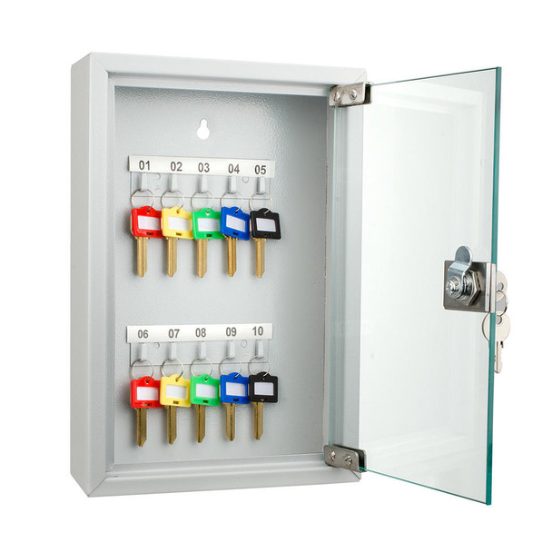 TSL Approved Barska 10 Key Lock Box With Glass Door, Grey 