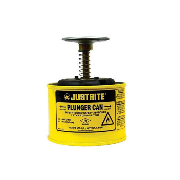  Justrite Steel Safety Plunger Can Yellow 