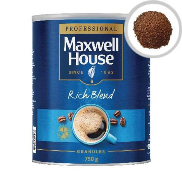 TSL Approved Maxwell House Instant Coffee Granules Rich Blend Tin 750g 