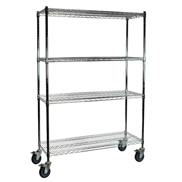 TSL Approved Chrome Wire 4 Shelf Cart 59" High 