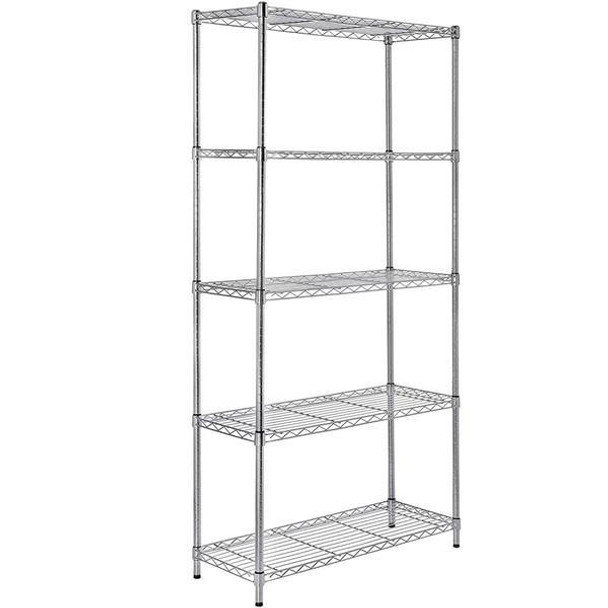 TSL Approved Heavy Duty Steel Chrome Wire Rack 5 Shelf 74" High 