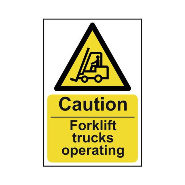 TSL Approved Safety Signs: Hazard Warnings Caution Forklift Trucks Operating 