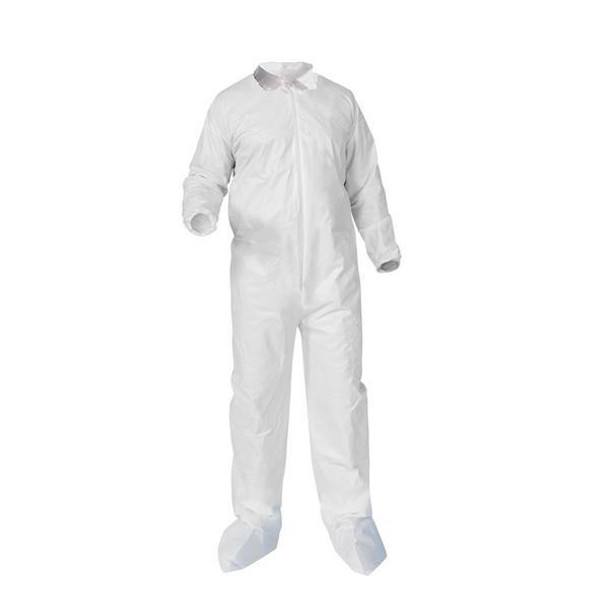 TSL Approved Heavy Duty Disposable Coverall w/ Boots and Elastic Cuffs & Back Waist 
