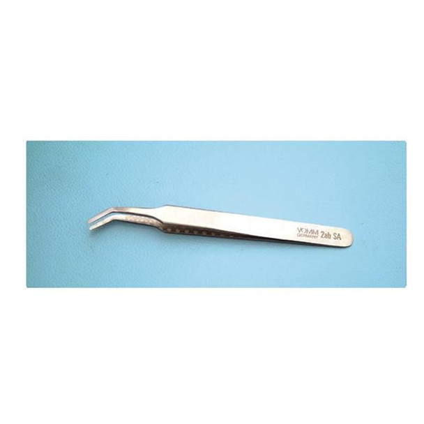  Vomm 2AB-SA Tweezers Flat Round Tip Bent 