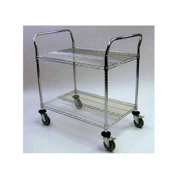 TSL Approved Stainless Steel Utility 2 Shelf Wire Cart 