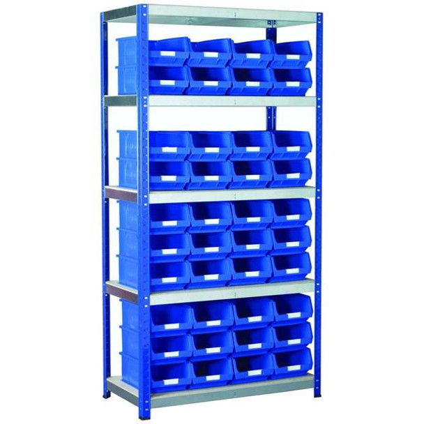 TSL Approved Eco-Rax Shelving w/ 5 Shelves & 40 TC Bins 