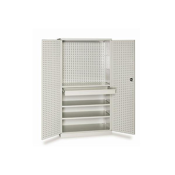 TSL Approved Cupboard with Pierced Panel Doors Drawers 3 Shelves 