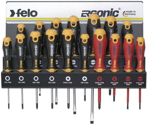  Felo 400 XXL ERGONIC Screwdriver Set 17 piece  including steel tool rack 