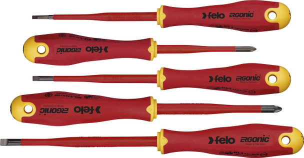  Felo 413 VDE ERGONIC E-Slim Screwdriver insulated 1000V 5-piece set 