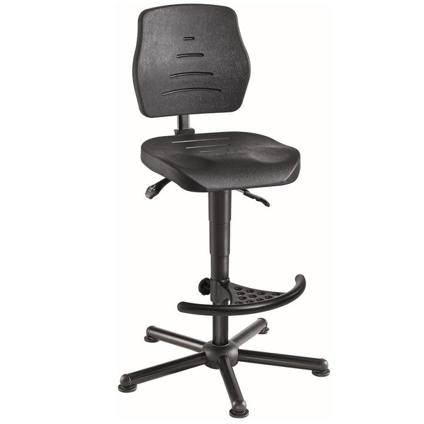  Meychair Chair, heavy-duty, with footrest, W15-25-H-PU-FS3; PU black 