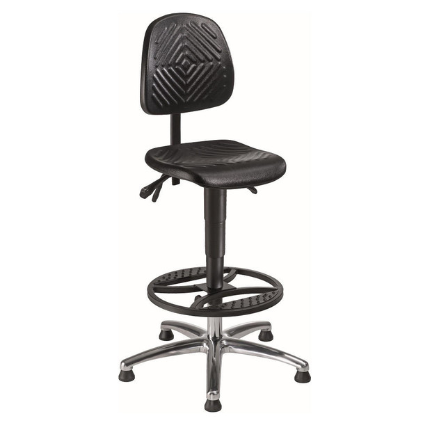  Meychair Chair with footring, WF-H-PU-FR4-ALU; PU black 