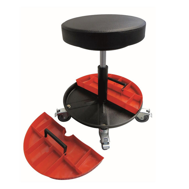  Meychair Stool, A1S-TRT-PUA3;PU black with toolbox red 