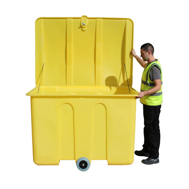 TSL Approved Poly Storage Bin on wheels with loose lid, lock & hinge 