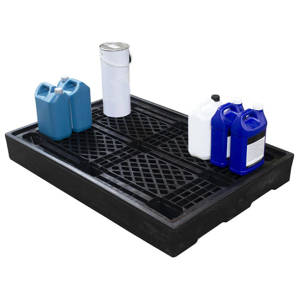 TSL Approved Black Recycled 2 Drum Spill Tray 130ltr sump capacity 