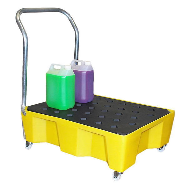 TSL Approved Spill Tray on wheels with handle without grid, general purpose, 66ltr 