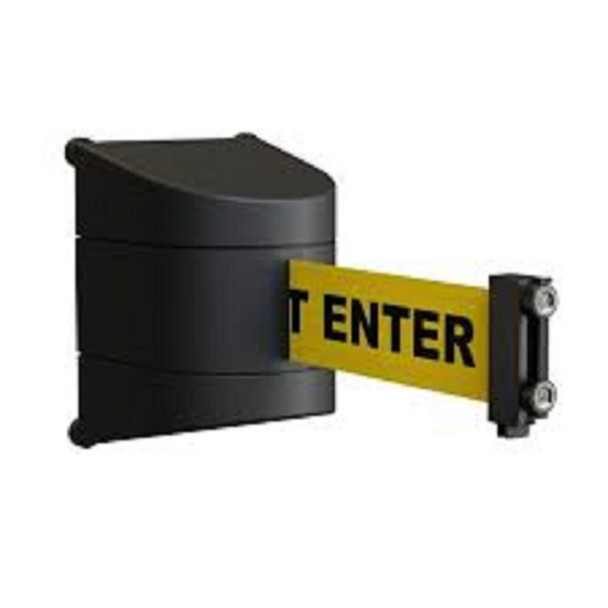 TSL Approved Wall Mounted Belt Barrier, Black case, Magnetic, 5m Long Retractable Tape 
