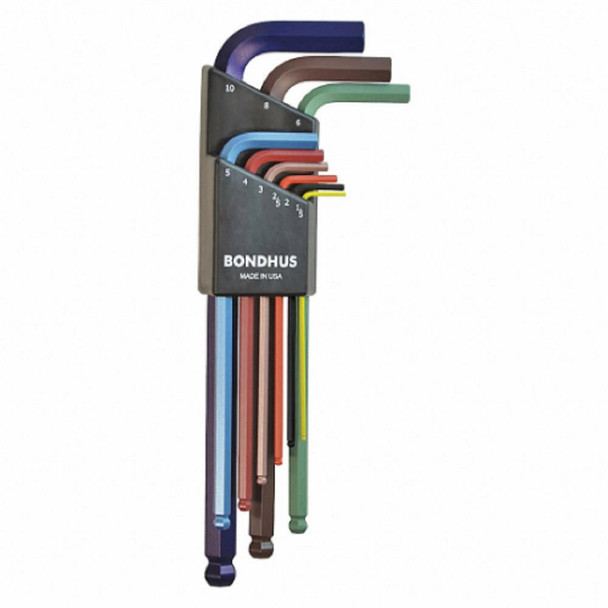  Bondhus Set 9 ColorGuard™ Ball End L-Wrenches - Long (1.5-10mm) 