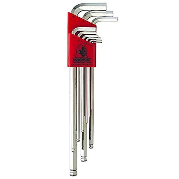  Bondhus Set 9 BriteGuard Plated Ball End L-Wrenches 1.5-10mm Extra Long 