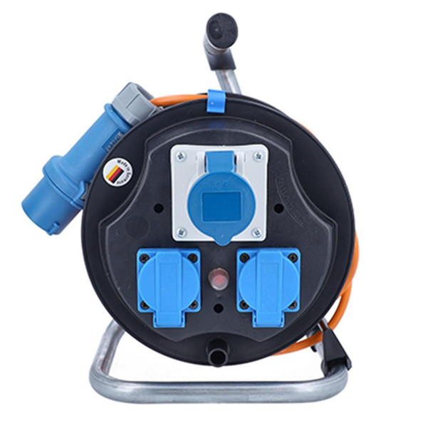 AS Schwabe 25M Cable Reel with 1 CEE Socket and 2 UK Sockets 