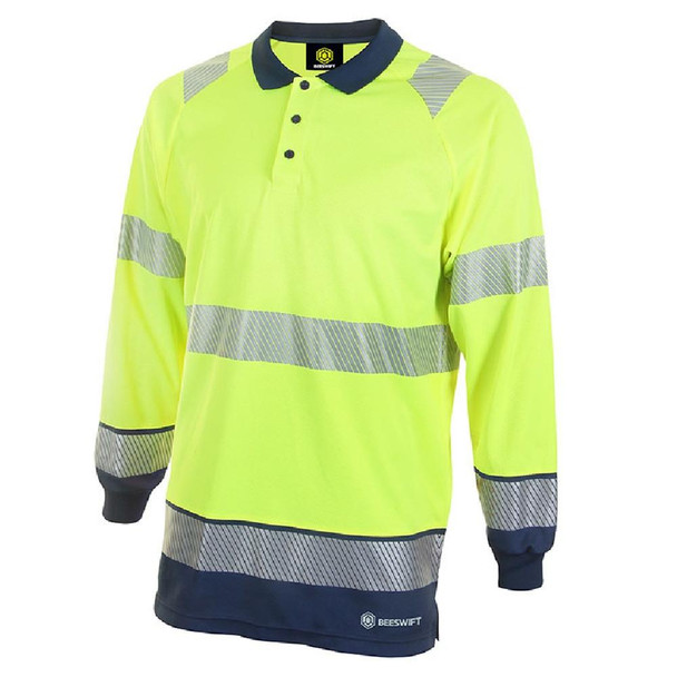 BeeSwift Two Tone Hi-Vis Polo Shirt Yellow/Navy   BeeSwift Two Tone Hi-Vis Polo Shirt Yellow/Navy