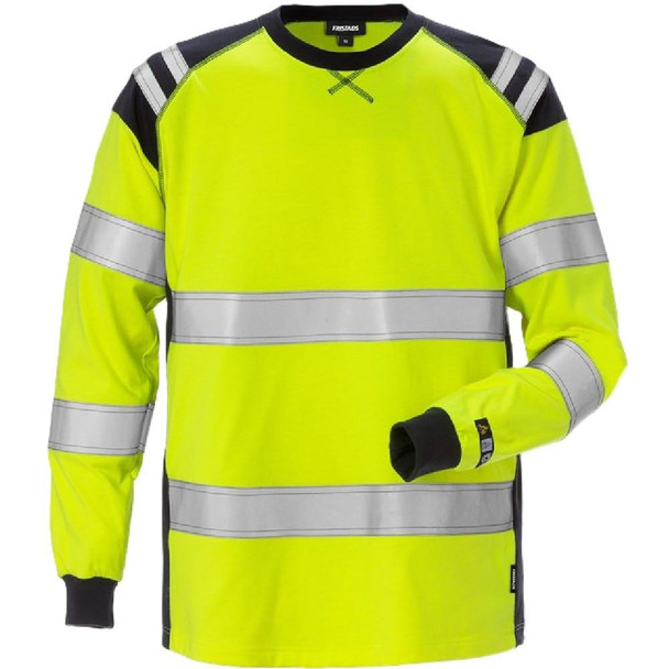 Fristads Flamestat High Vis Long Sleeve T-Shirt Class 3, Yellow/Navy 